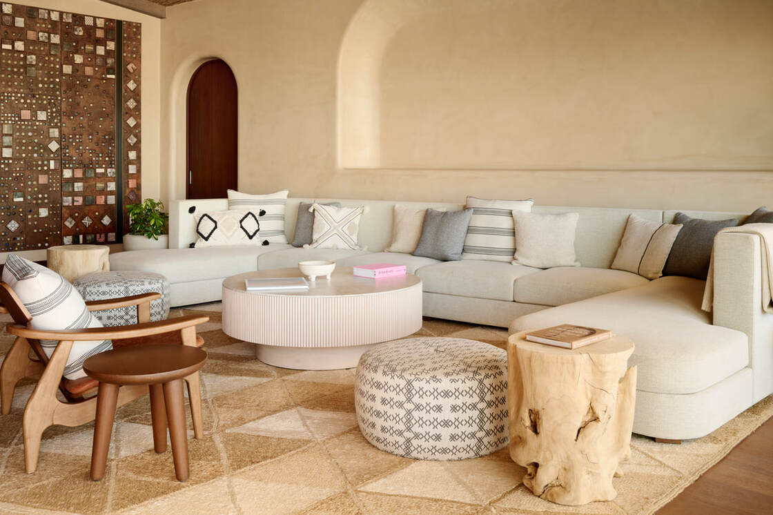 A lounge finished in hand-applied microcement